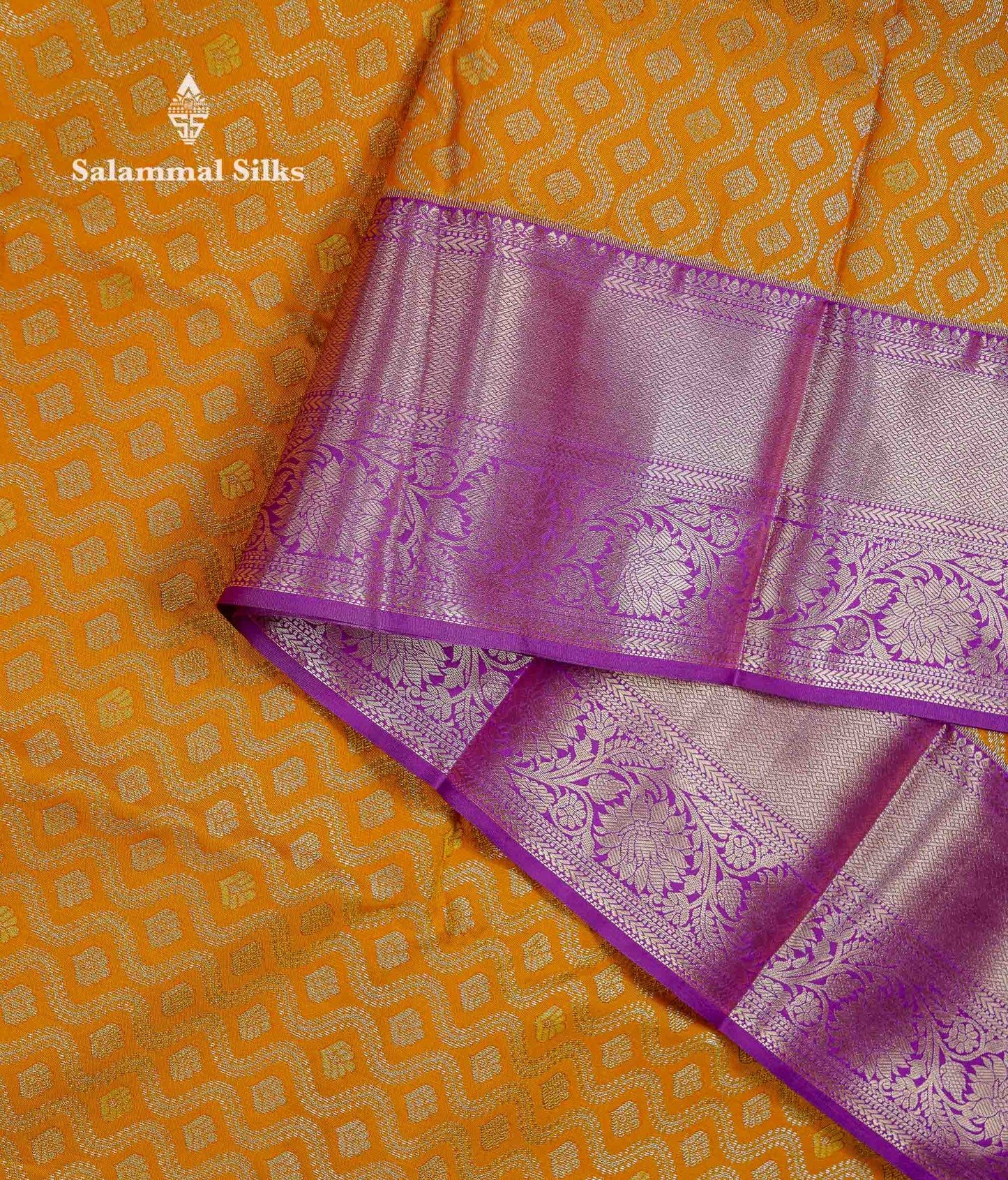 Beautiful Mustard Yellow Bridal Semi Silk Saree With Contrast Vadamalli Traditional Border