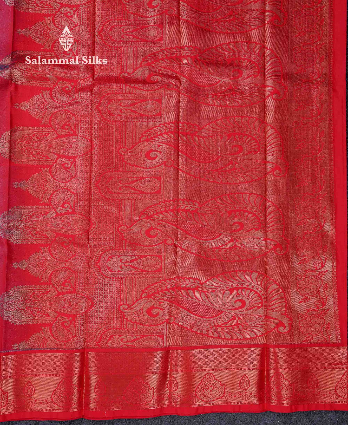 Beautiful Blue Small Zari Checks Semi Silk Saree With Contrast Chilly Red Traditional Border
