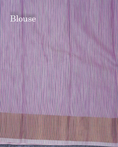 Onion Pink Embroidery Work Mixed Cotton Saree With Gold Zari Border