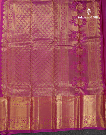 Beautiful Light Pink Bridal Pure Kanjivaram Silk Saree With Contrast Vadamalli Traditional Evening Morning Border