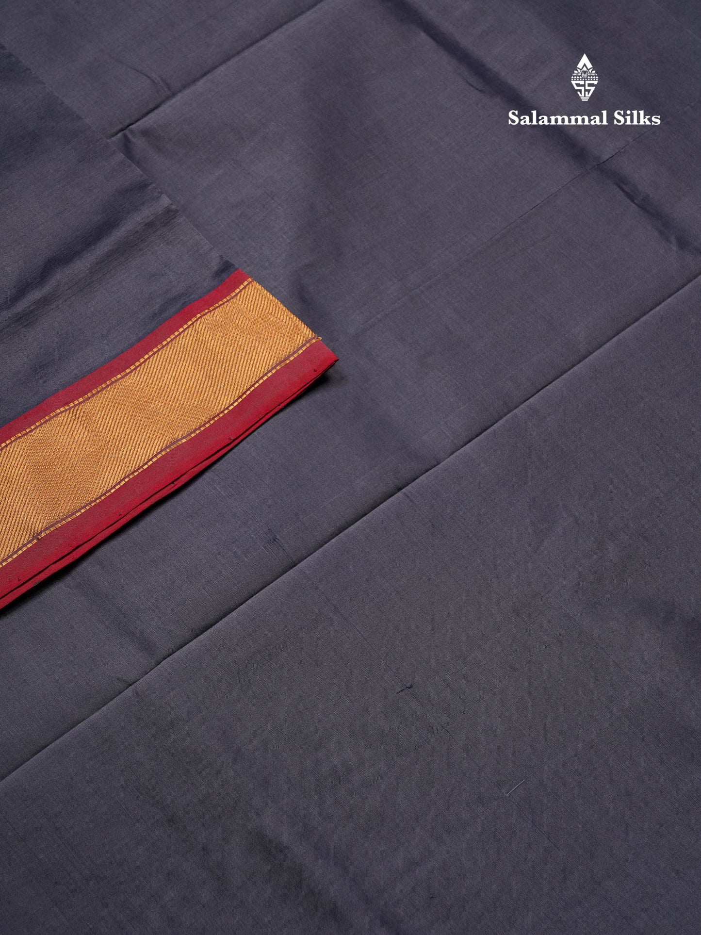 Dark Grey Plain Semi Silk Cotton Saree With Contrast Pink Blouse
