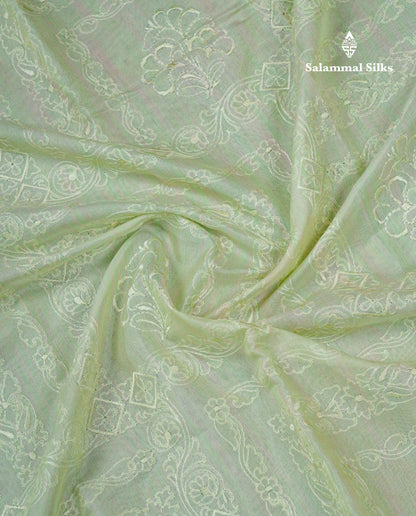 Onion Pink Embroidery Work Mixed Cotton Saree With Gold Zari Border