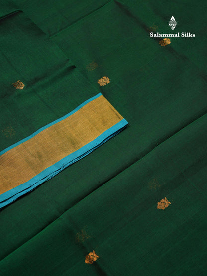 Dark Maroon Pure Silk Cotton Saree With Contrast Parrot Green Blouse