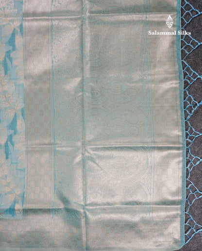 Beautiful Light Green Cotton Mix Saree With Fancy Border
