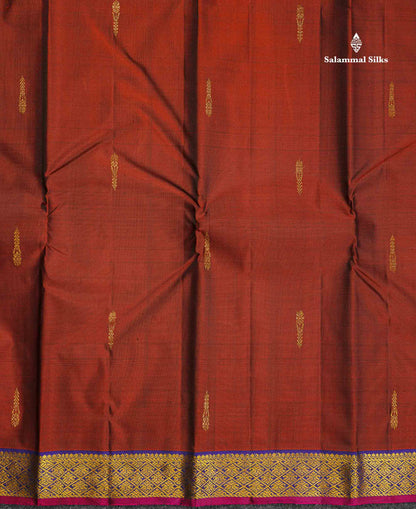 Pure Kanjivaram Silk Saree - Golden Yellow Colour Body Zari Butta With Contrast Dark Purple Small Border