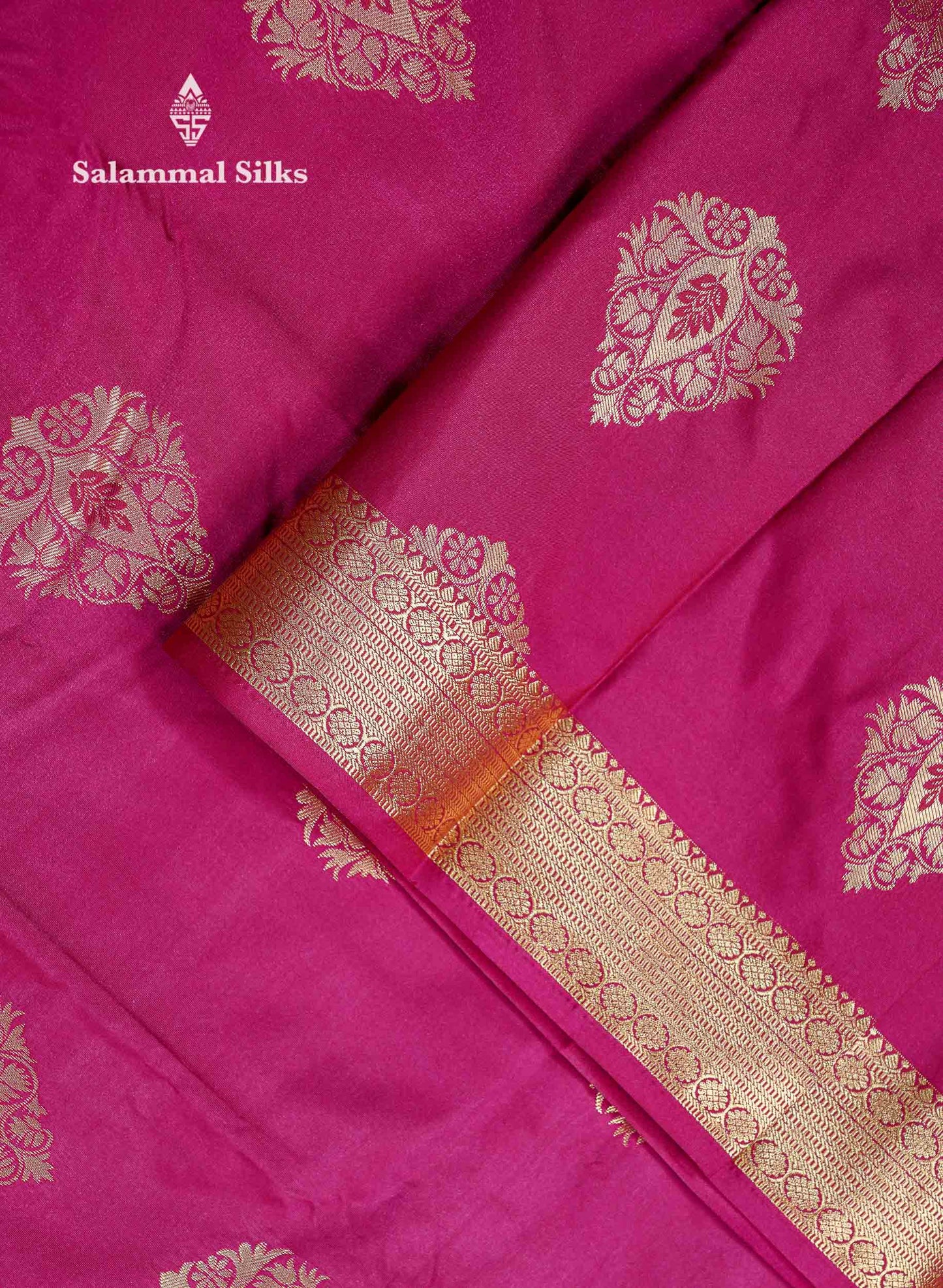 Beautiful Dual Tone Rani Pink Zari Butta Semi Silk Saree With Traditional Evening Morning Border