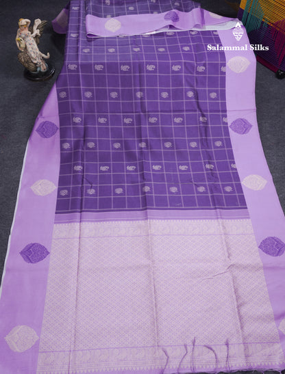 Rama Blue Checks With Butta Semi Tussar Saree With Contrast Sky Blue Fancy Border