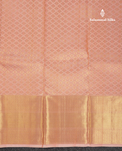 Beautiful Peach Bridal Pure Kanjivaram Silk Saree With Traditional Border