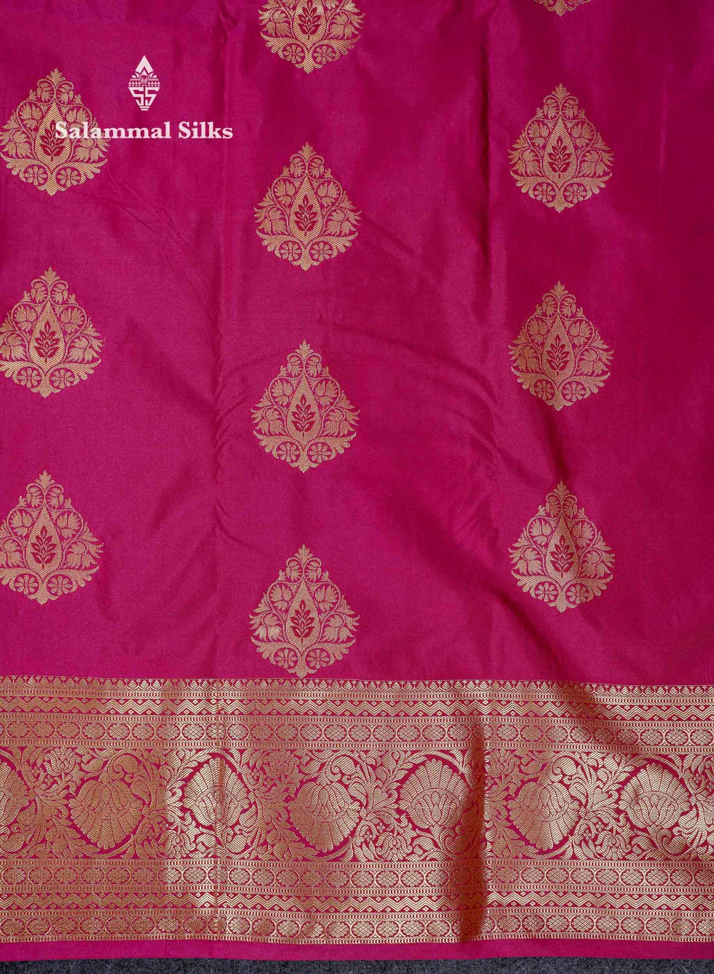 Beautiful Dual Tone Rani Pink Zari Butta Semi Silk Saree With Traditional Evening Morning Border