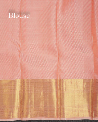 Beautiful Peach Bridal Pure Kanjivaram Silk Saree With Traditional Border
