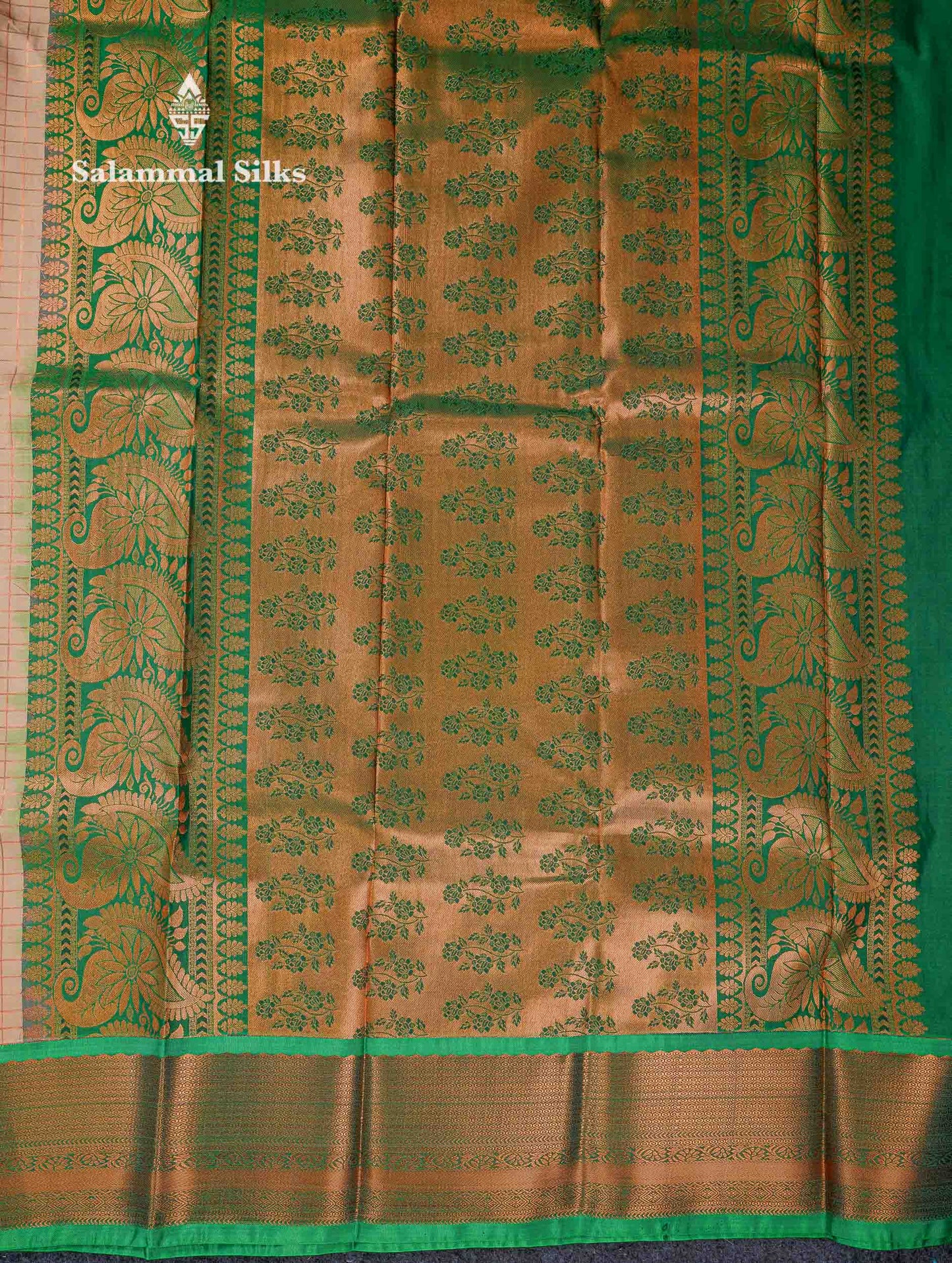 Beautiful Blue Small Zari Checks Semi Silk Saree With Contrast Chilly Red Traditional Border