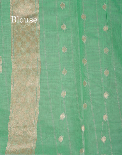 Beautiful Light Green Cotton Mix Saree With Fancy Border