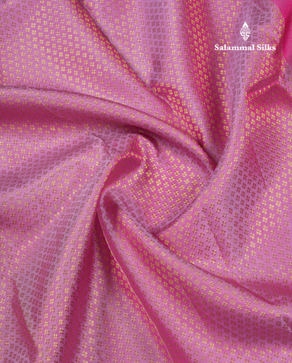 Beautiful Lavender Bridal Pure Kanjivaram Silk Saree With Contrast Pink Traditional Evening Morning Border