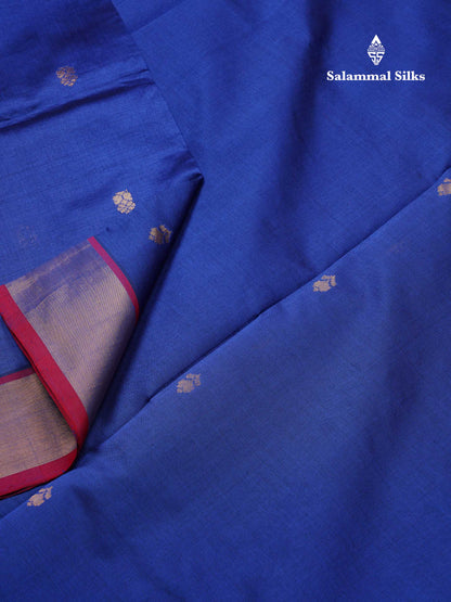 Beautiful Navy Blue Semi Silk Cotton Saree With Contrast Pink Blouse