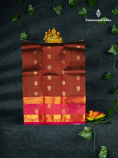 Pure Silk Pattu Pavadai (Green) With Pink Blouse 18"