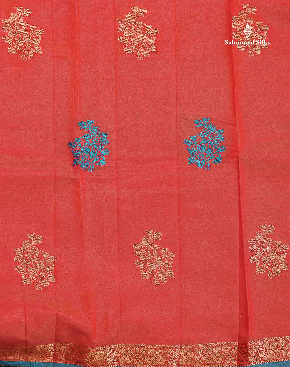 Semi Raw Silk Saree - Redish Peach Colour Body Thread & Zari Work With Small Border