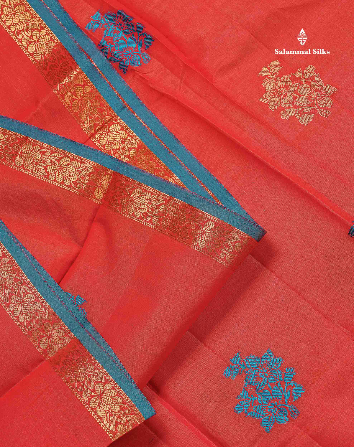 Semi Raw Silk Saree - Redish Peach Colour Body Thread & Zari Work With Small Border