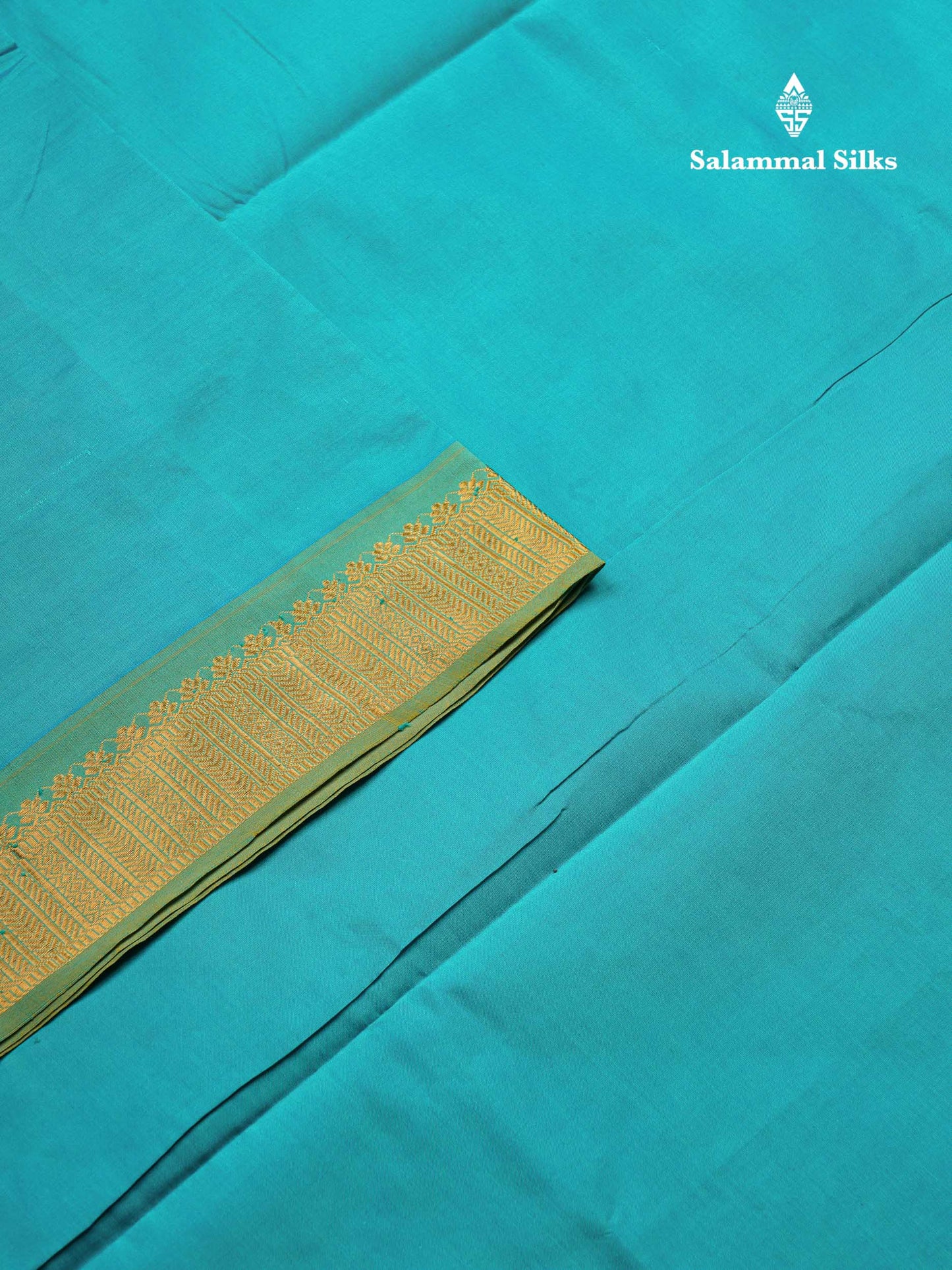 Beautiful Sapphire Blue Plain Semi Silk Cotton Saree With Contrast Parrot Green Blouse