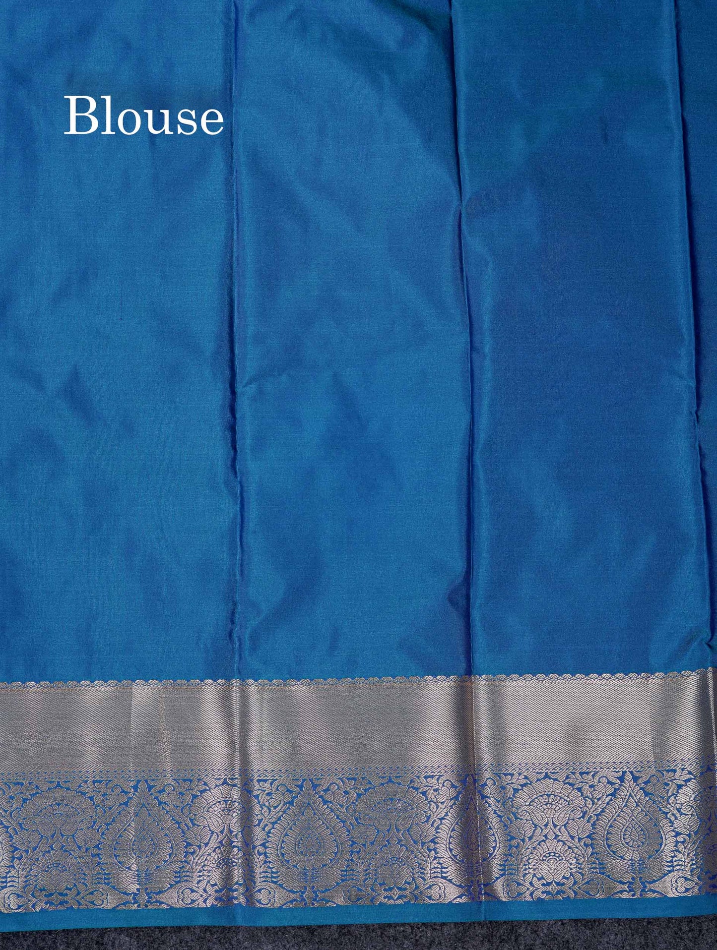 Beautiful Dual Tone Peacock Blue Zari Butta Semi Silk Saree With Traditional Border