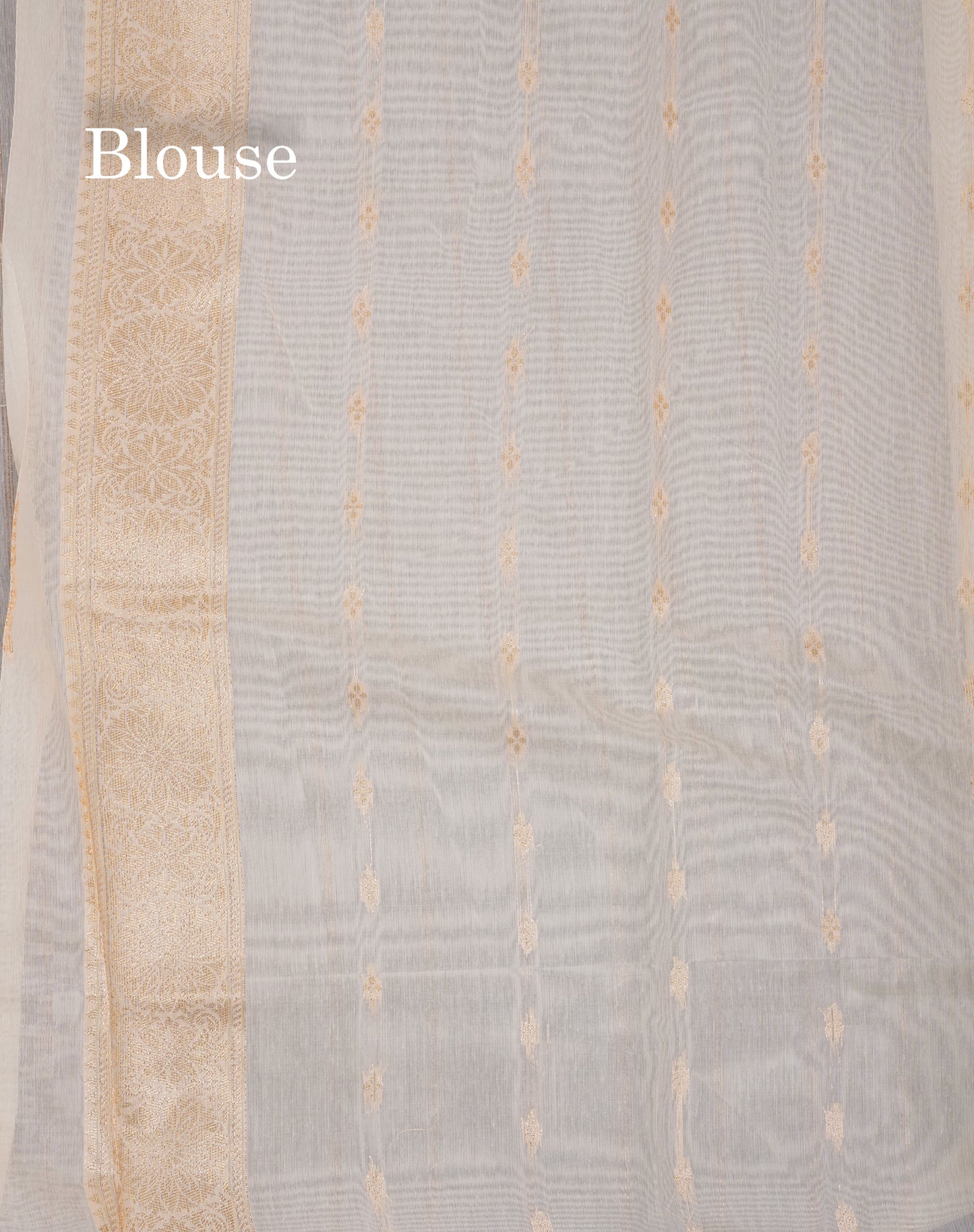 Beautiful Half White Navy Blue Meenakari Work Cotton Mix Saree With Fancy Border
