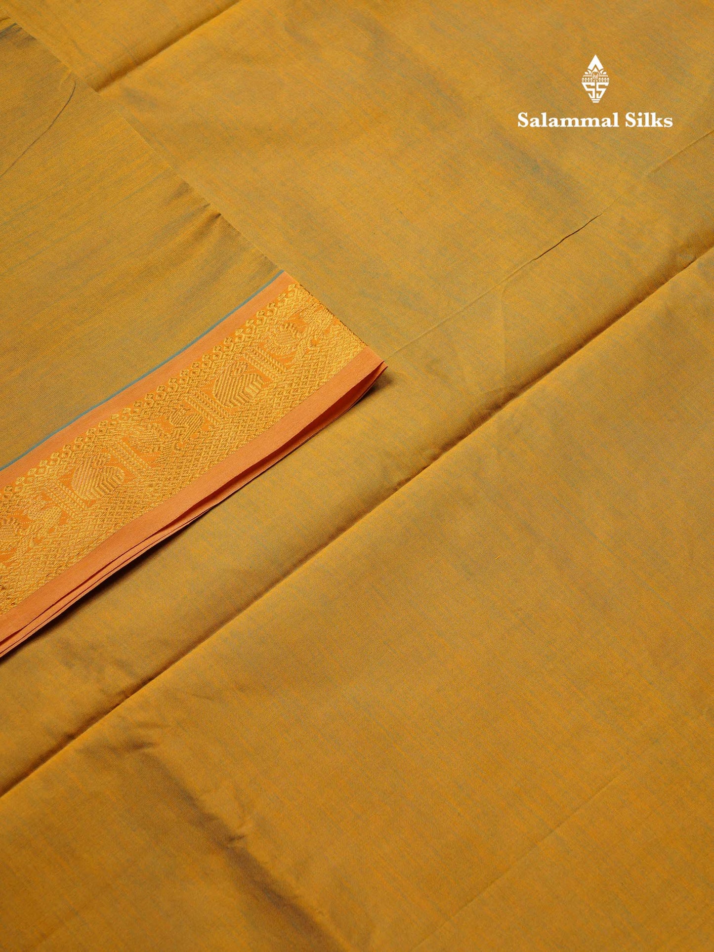 Beautiful Dual Tone Manthulir Green Plain Semi Silk Cotton Saree With Contrast Chocolate Blouse