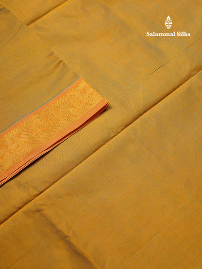 Beautiful Dual Tone Manthulir Green Plain Semi Silk Cotton Saree With Contrast Chocolate Blouse