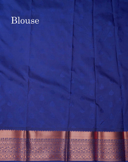 Beautiful Light Elaichi Green Zari Lines With Butta Semi Silk Saree With Contrast Dual Tone Blue Traditional Border