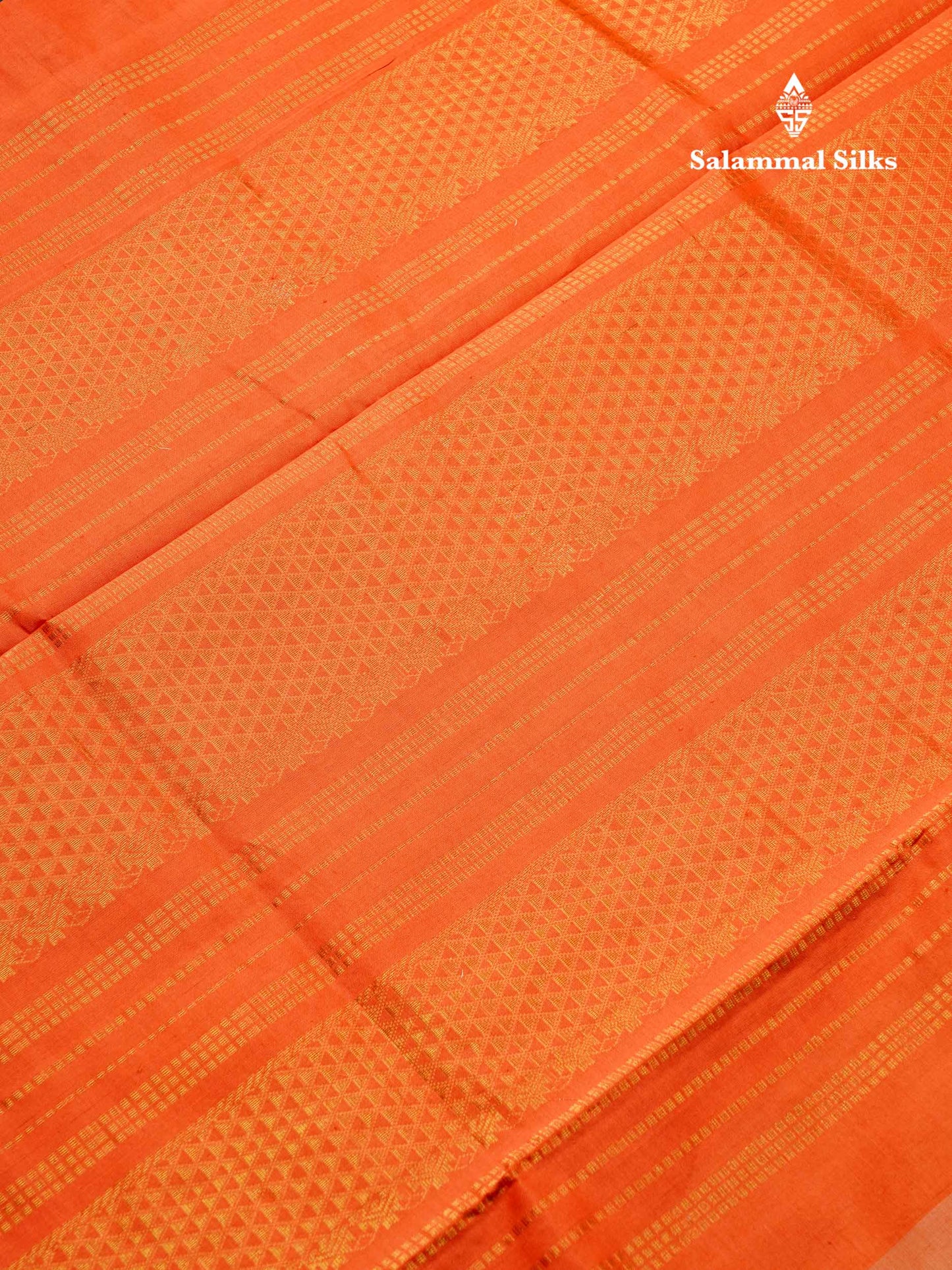 Beautiful Sandal Plain Semi Silk Cotton Saree With Contrast Orange Blouse