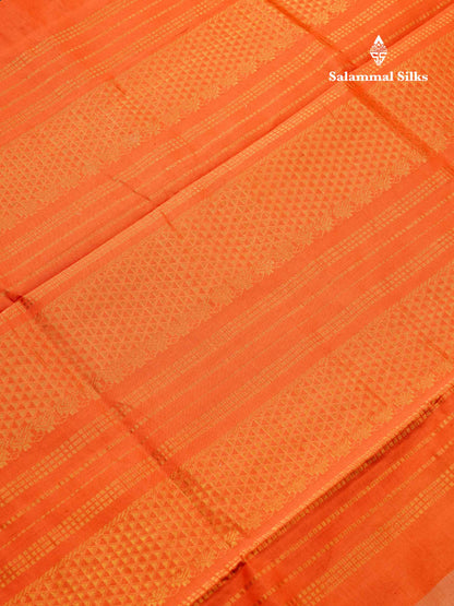 Beautiful Sandal Plain Semi Silk Cotton Saree With Contrast Orange Blouse