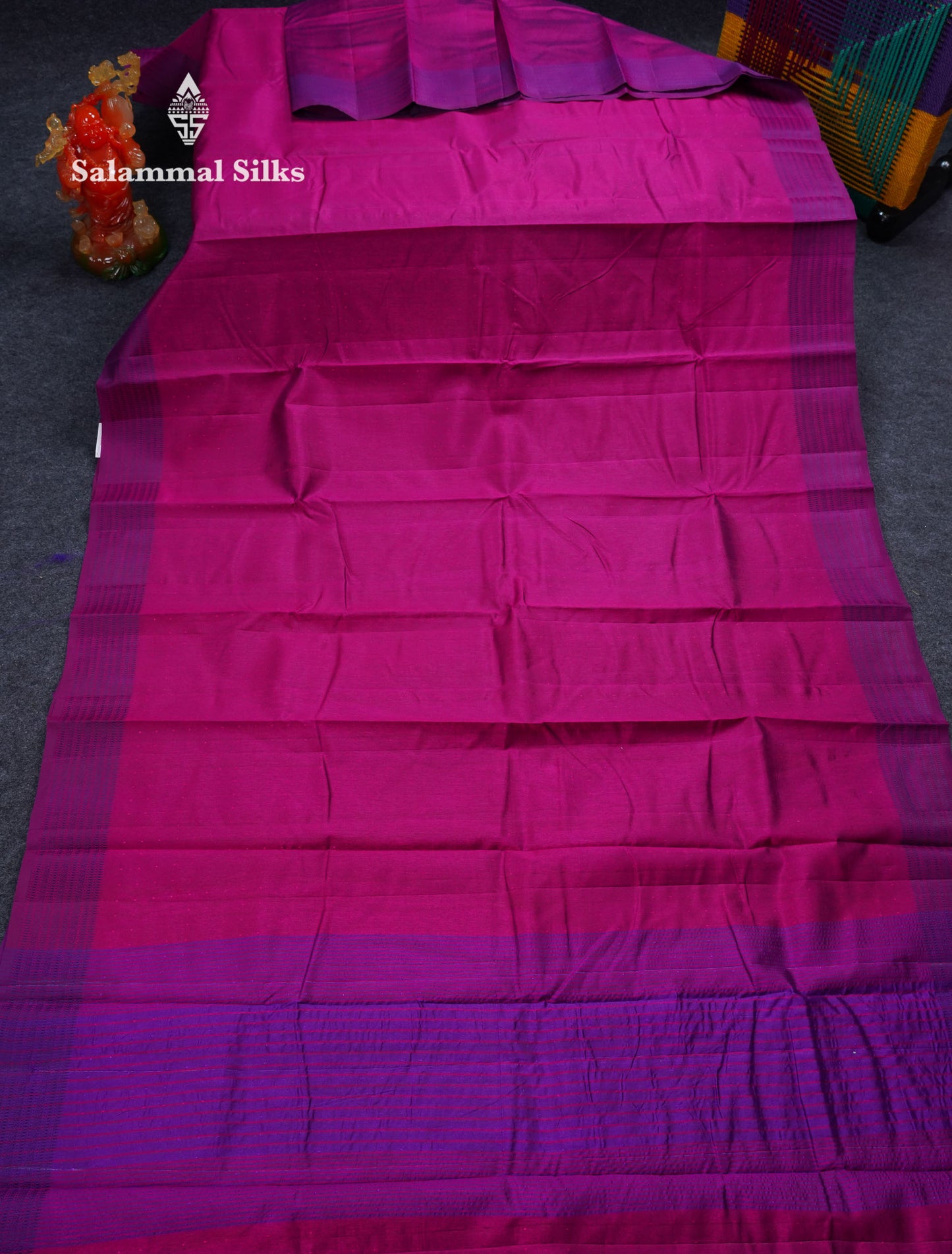 Beautiful Dual Tone Rani Pink Jute Cotton Mix Fancy Saree With Traditional Small Border