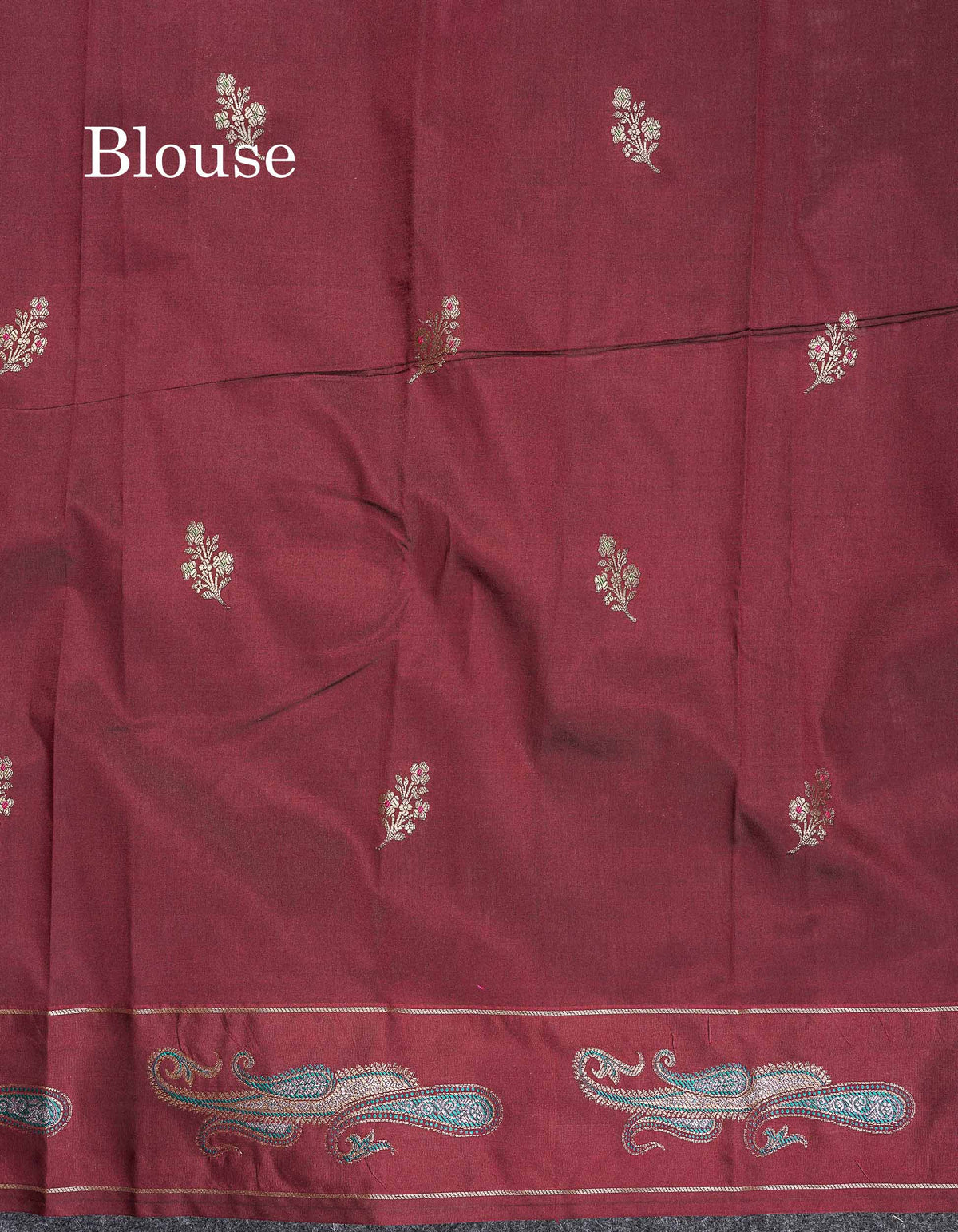 Semi Silk Saree - Bottle Green Colour Body With Contrast Dark Maroon Blouse