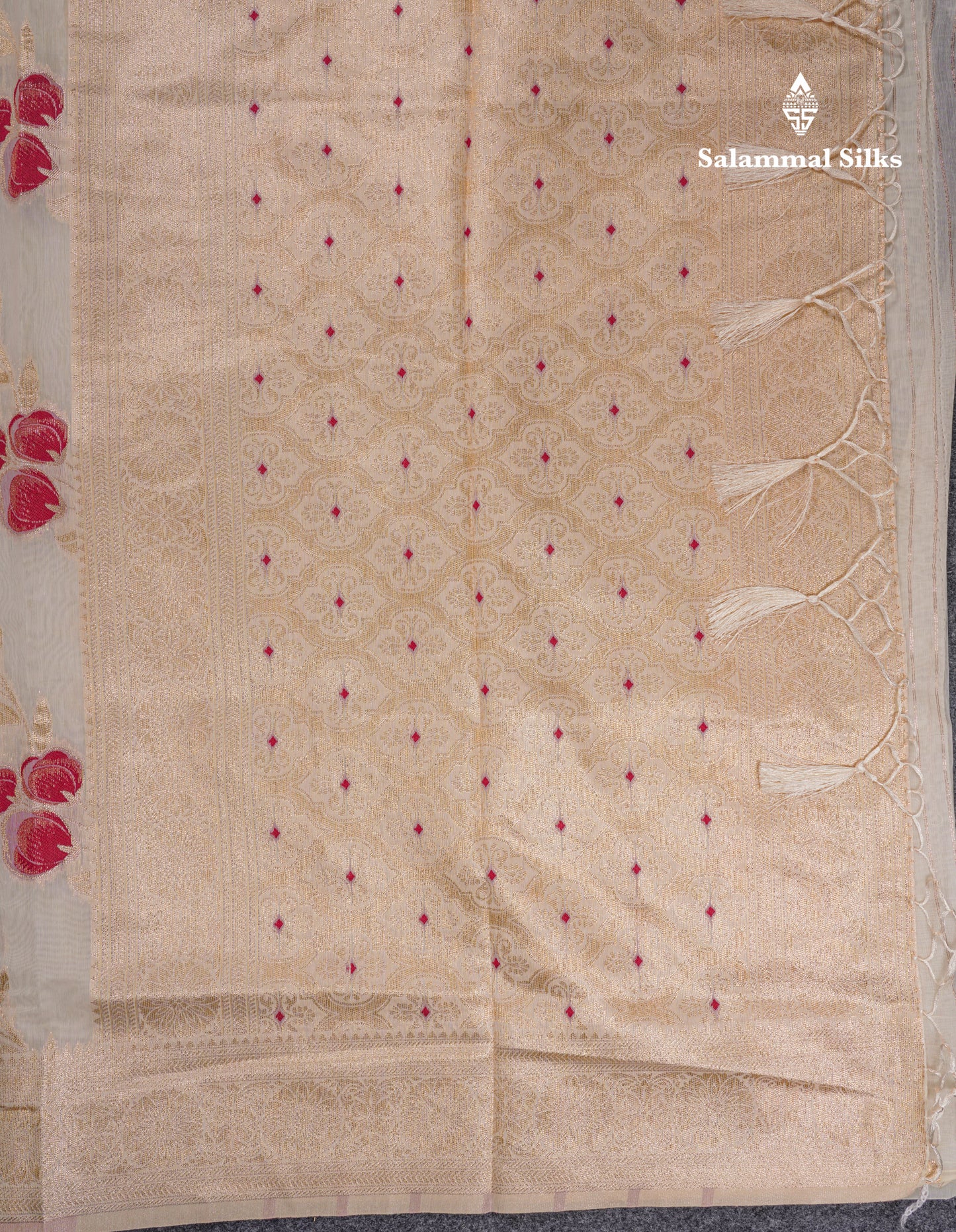 Beautiful Half White Navy Blue Meenakari Work Cotton Mix Saree With Fancy Border