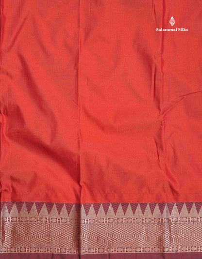 Semi Silk Saree - Anandha Blue Colour Body Plain With Contrast Maroon Traditional Temple Border