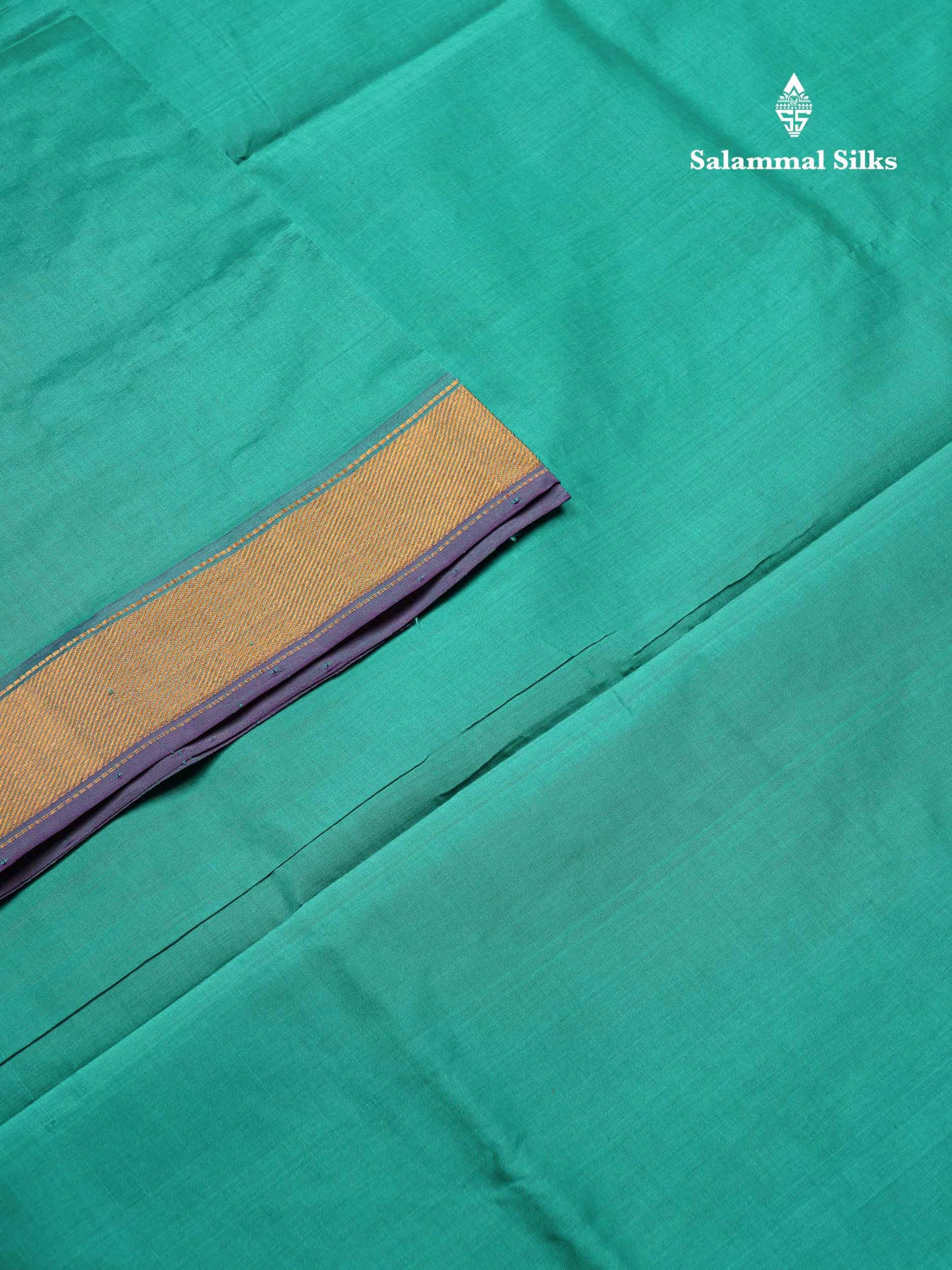 Beautiful Sapphire Blue Plain Pure Silk Cotton Saree With Contrast Navy Blue Blouse