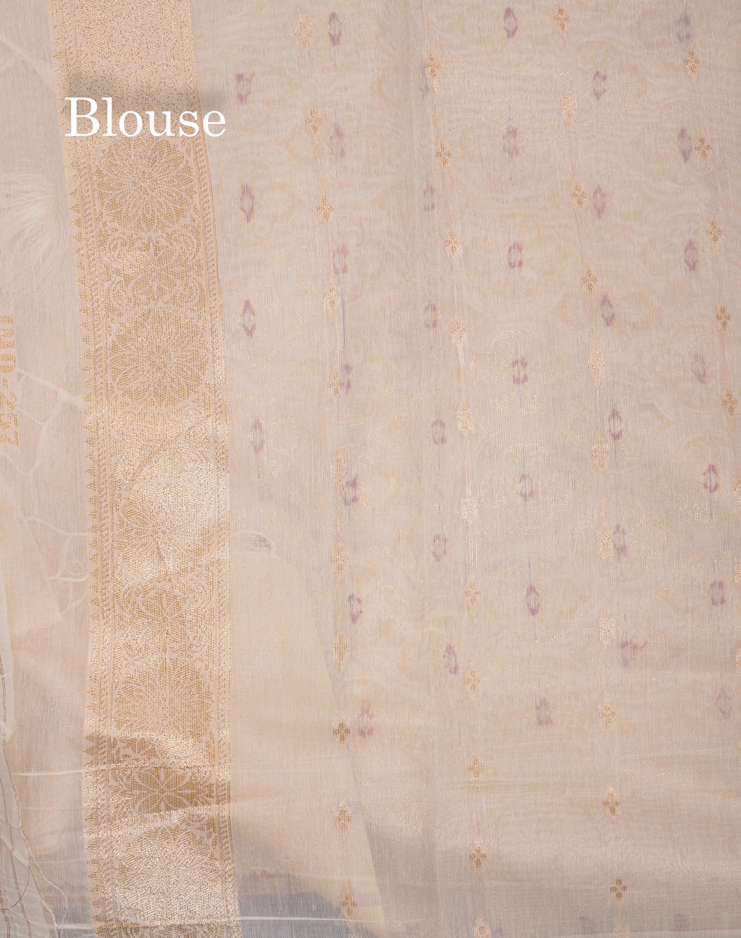 Beautiful Half White Navy Blue Meenakari Work Cotton Mix Saree With Fancy Border