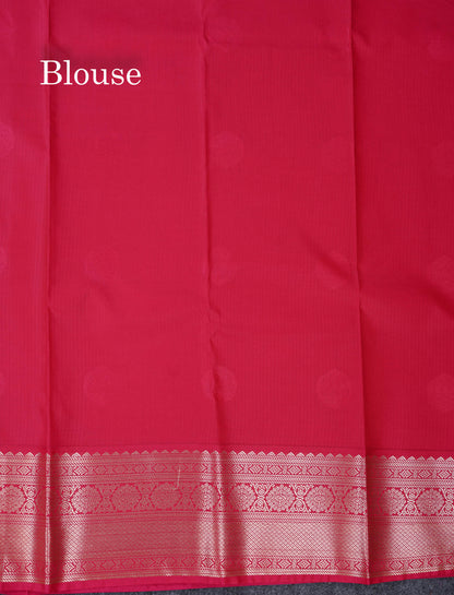 Beautiful Parrot Green Zari Lines With Butta Semi Silk Saree With Contrast Pink Traditional Border