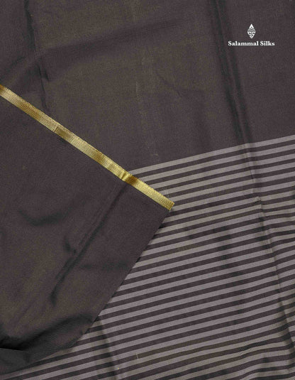 Semi Silk Saree - Black Colour Body Plain With Gold Tissue Border