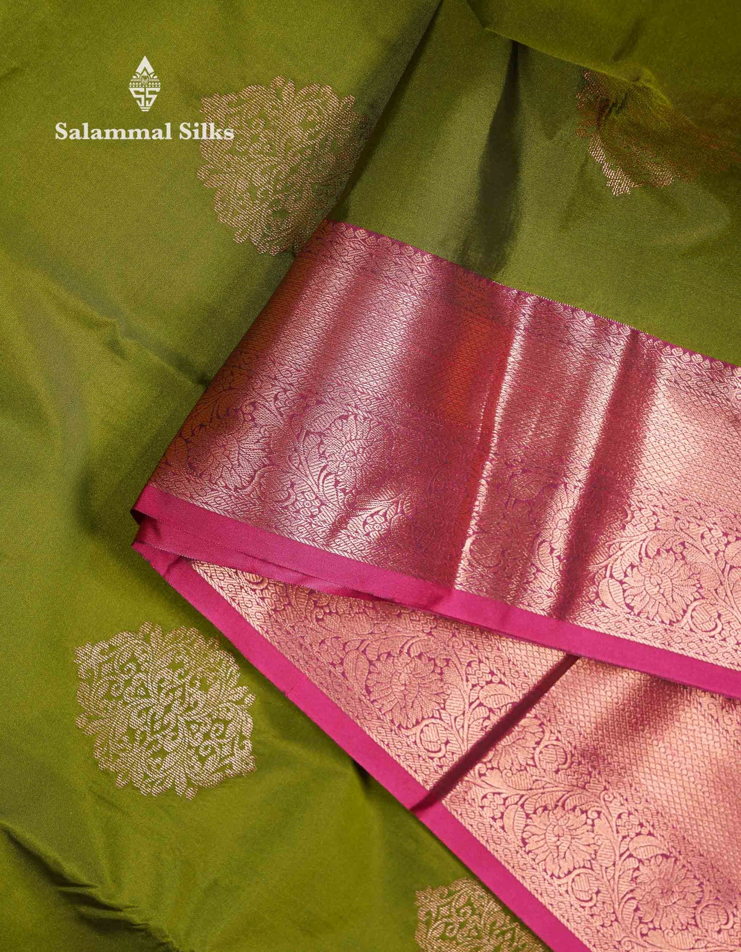 Beautiful Dark Olive Green Semi Silk Saree With Contrast Dual Tone Maroon Traditional Border