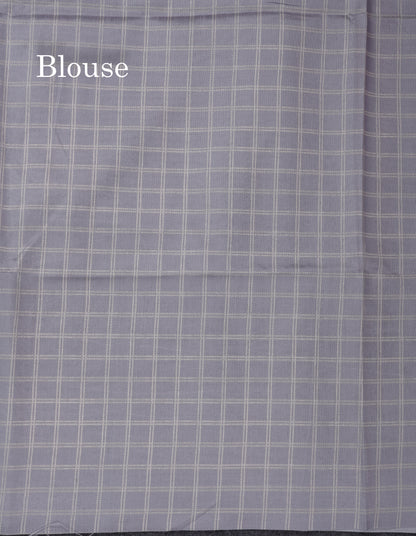 Rama Blue Checks With Butta Semi Tussar Saree With Contrast Sky Blue Fancy Border