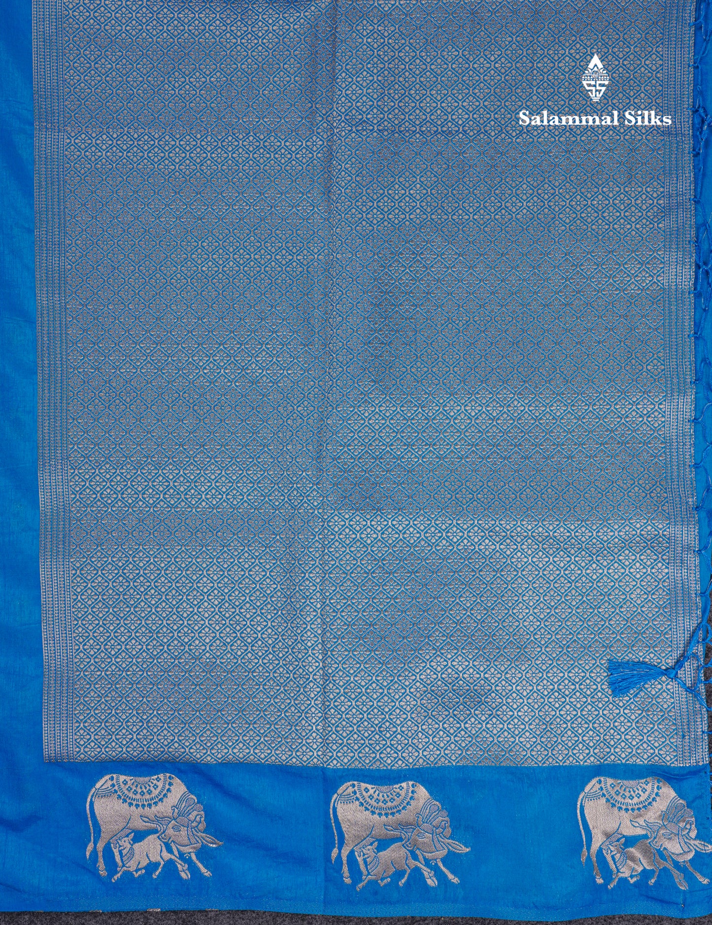 Beautiful Sky Blue Semi Raw Silk Saree With Fancy Komatha Design Border