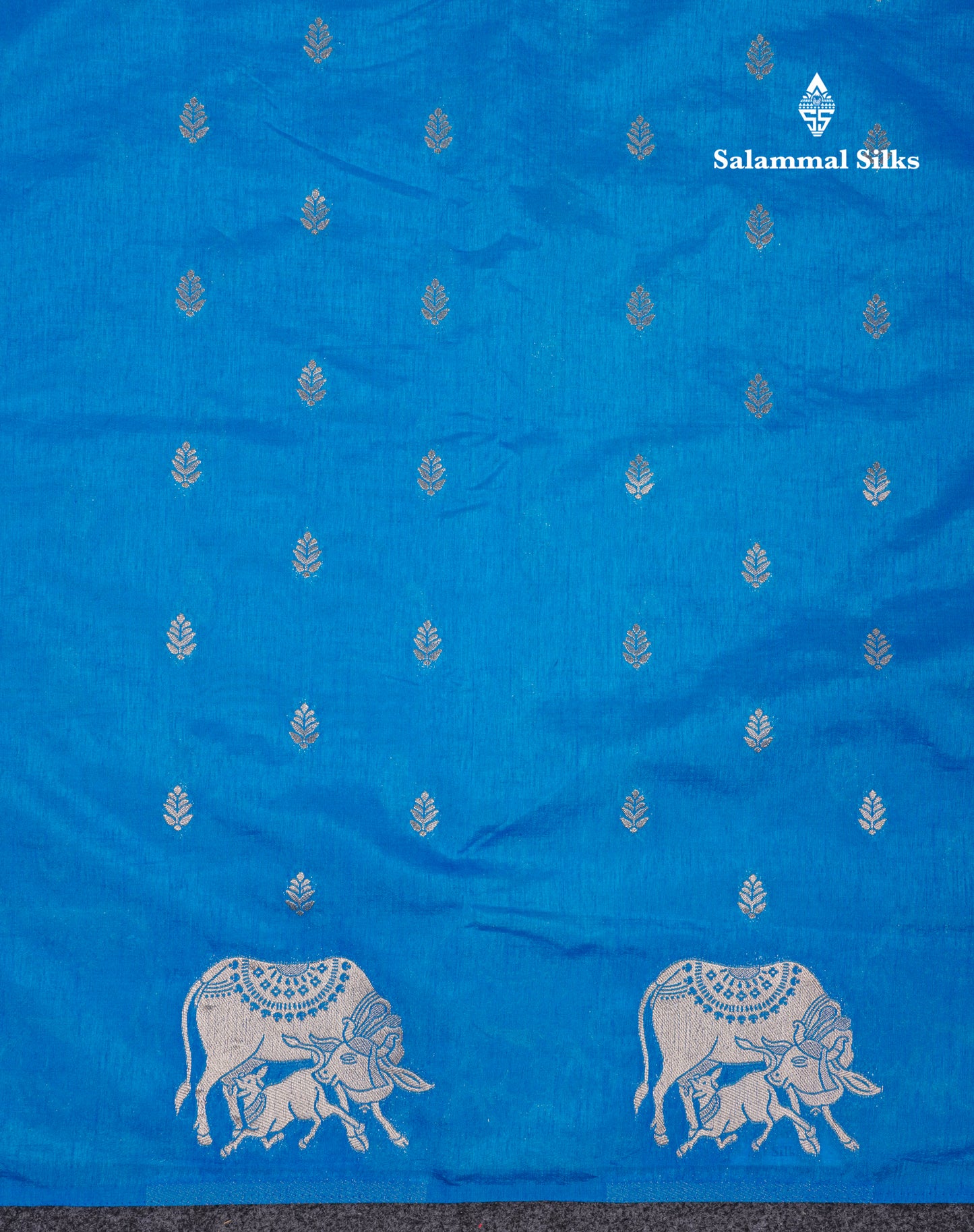 Beautiful Sky Blue Semi Raw Silk Saree With Fancy Komatha Design Border