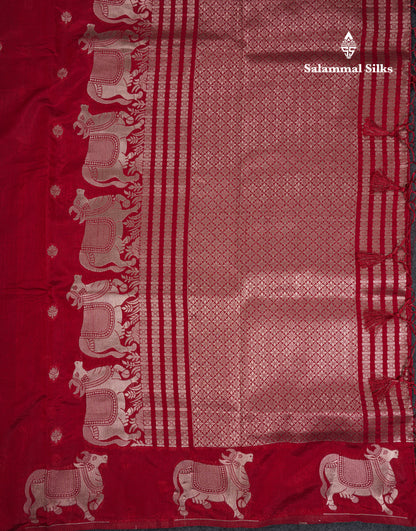 Beautiful Half White Semi Raw Silk Saree With Fancy Komatha Design Border
