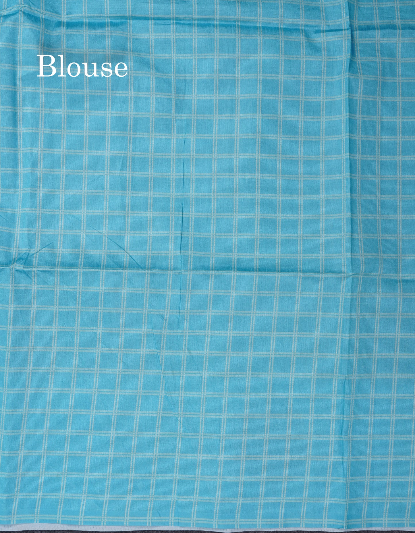 Rama Blue Checks With Butta Semi Tussar Saree With Contrast Sky Blue Fancy Border