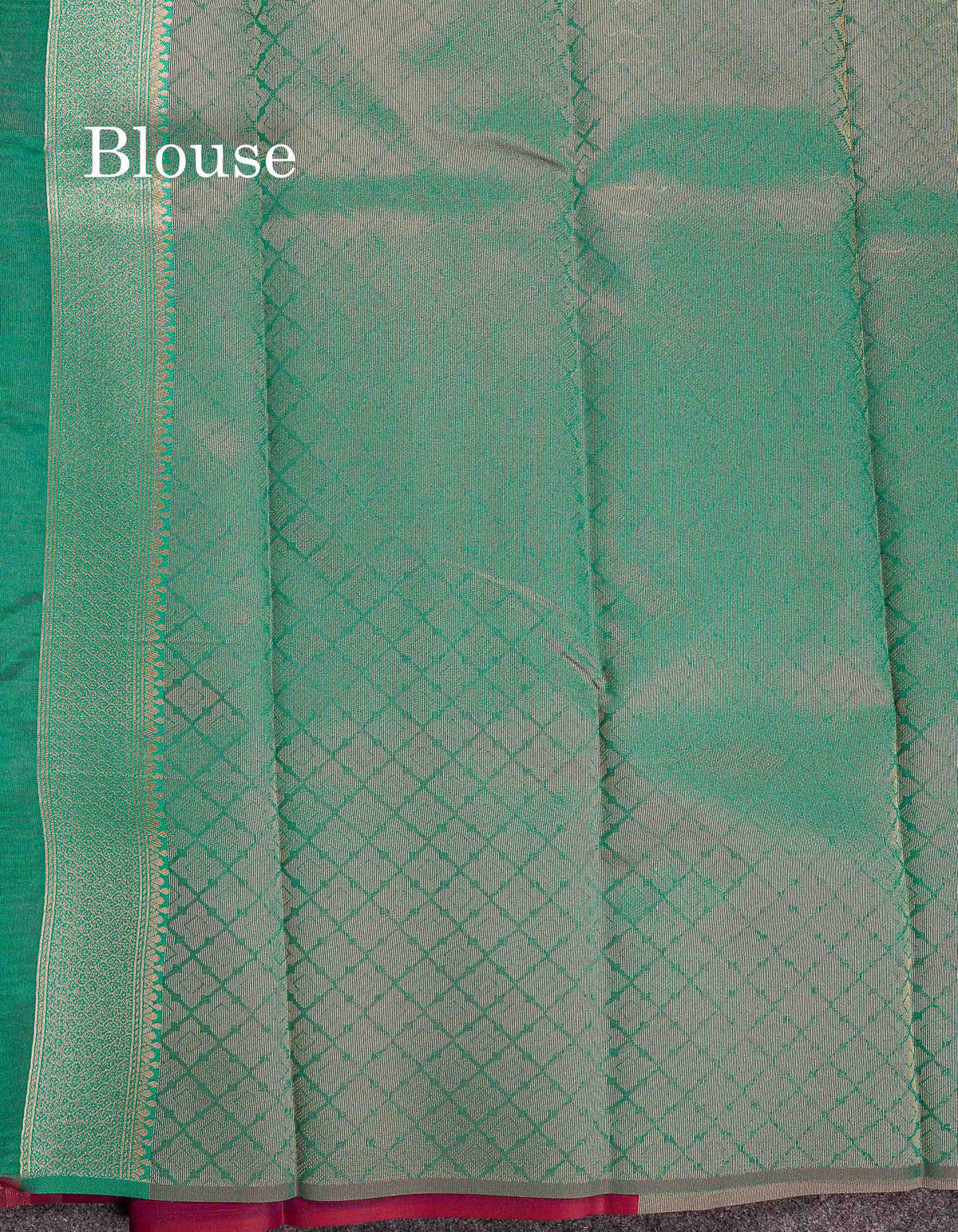 Semi Silk Saree - Magenta Colour Body With Contrast Sapphire Green Blouse