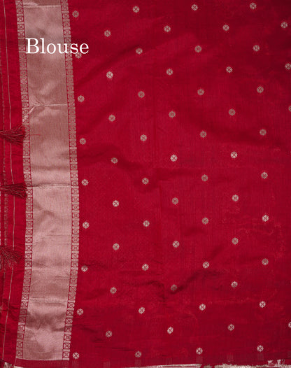 Beautiful Half White Semi Raw Silk Saree With Fancy Komatha Design Border