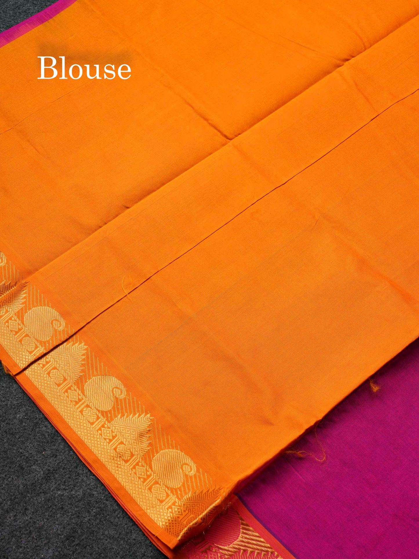 Beautiful Magenta Pink Plain Semi Silk Cotton Saree With Contrast Mustard Yellow Blouse