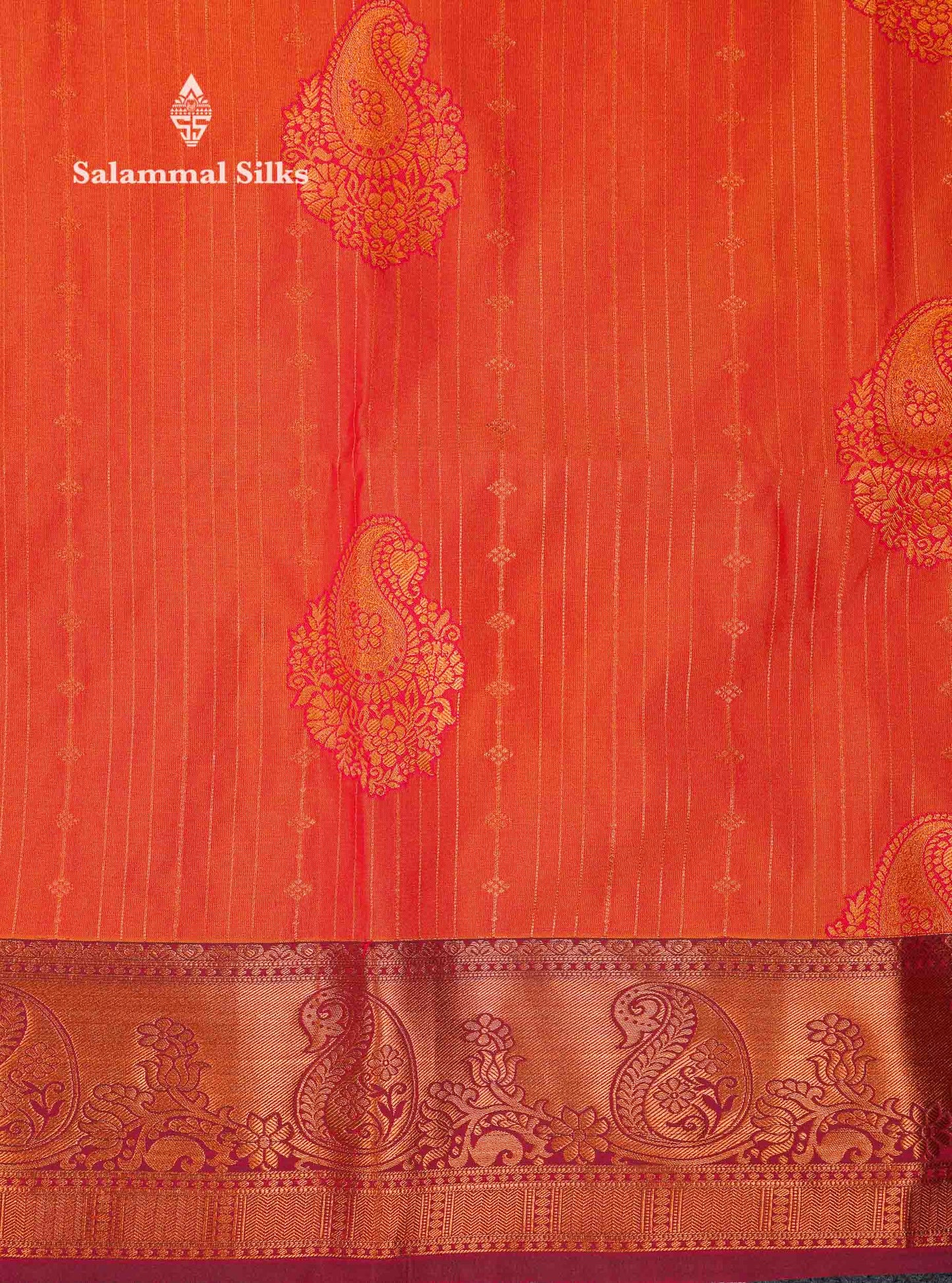 Beautiful Dark Maroon Zari Lines With Butta Semi Silk Saree With Contrast Bottle Green Traditional Border
