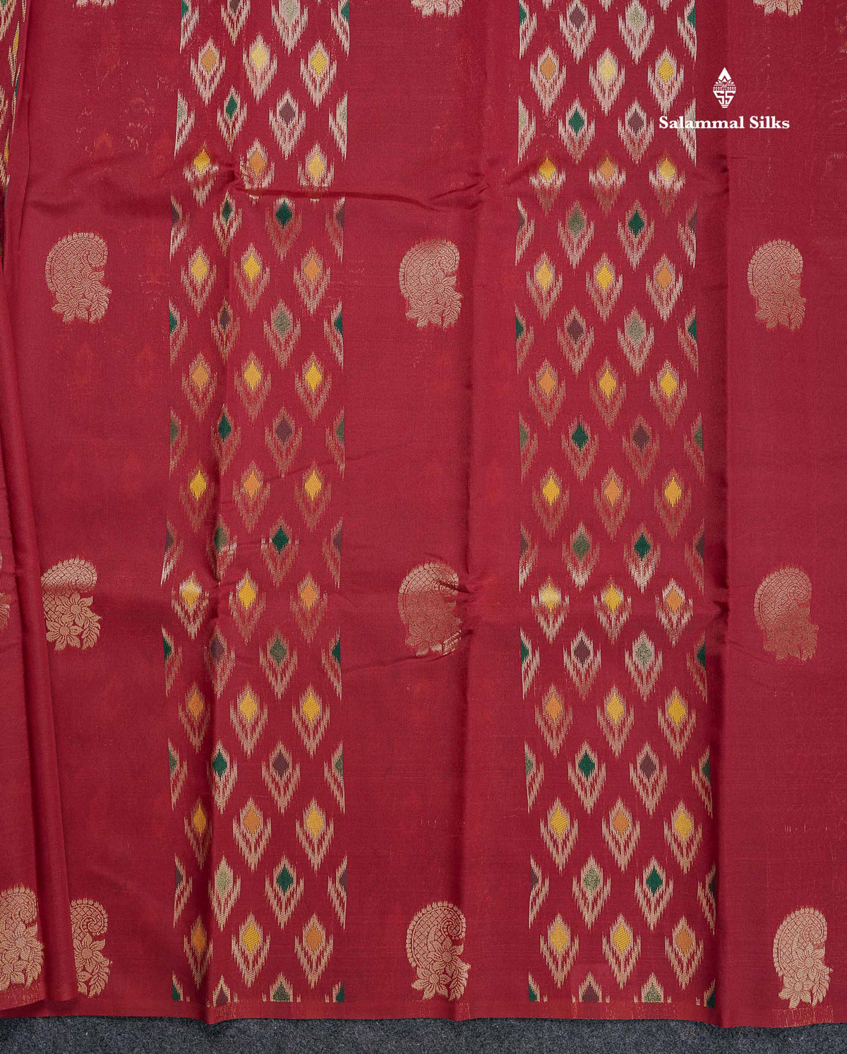 Semi Silk Saree - Magenta Colour Body With Contrast Sapphire Green Blouse