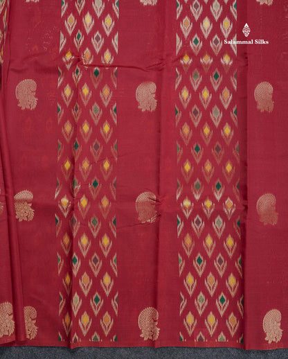 Semi Silk Saree - Magenta Colour Body With Contrast Sapphire Green Blouse