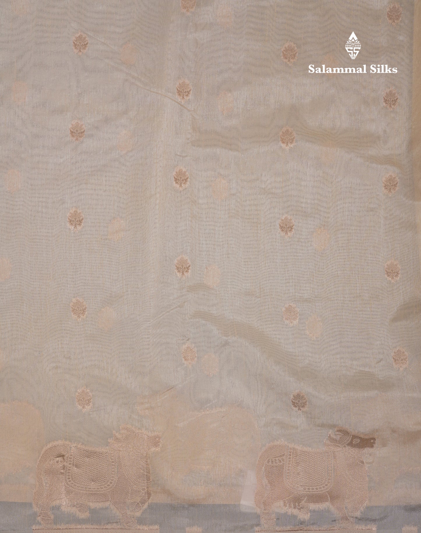 Beautiful Half White Semi Raw Silk Saree With Fancy Komatha Design Border